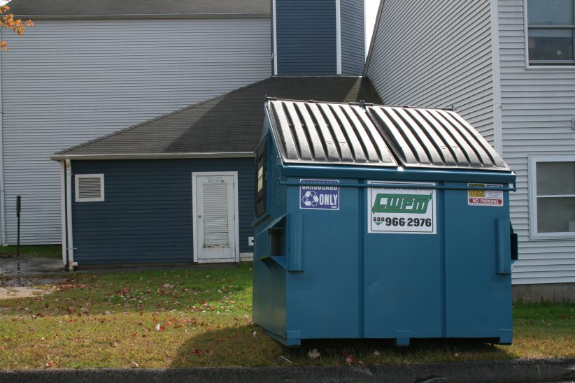 Recycling dumpsters located in the Village
