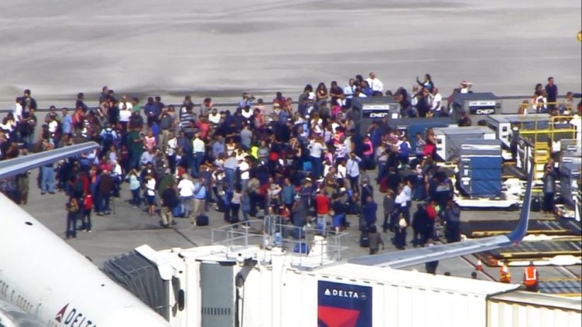 Ft. Lauderdale Airport Tarmac with people evacuated